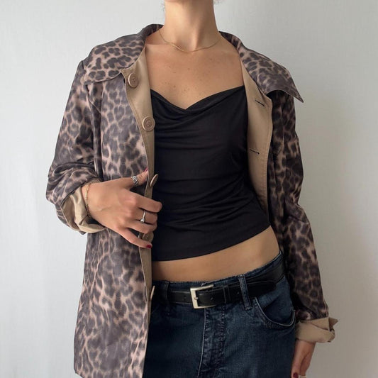 Reversible Cheetah Print Trench