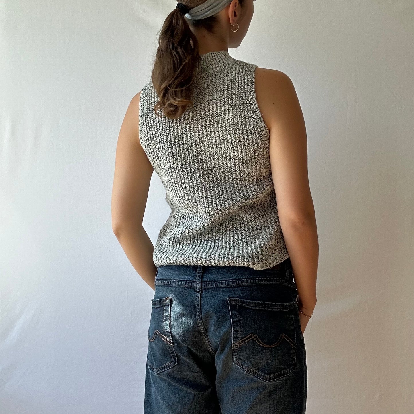 Sleeveless Knit Mock Neck