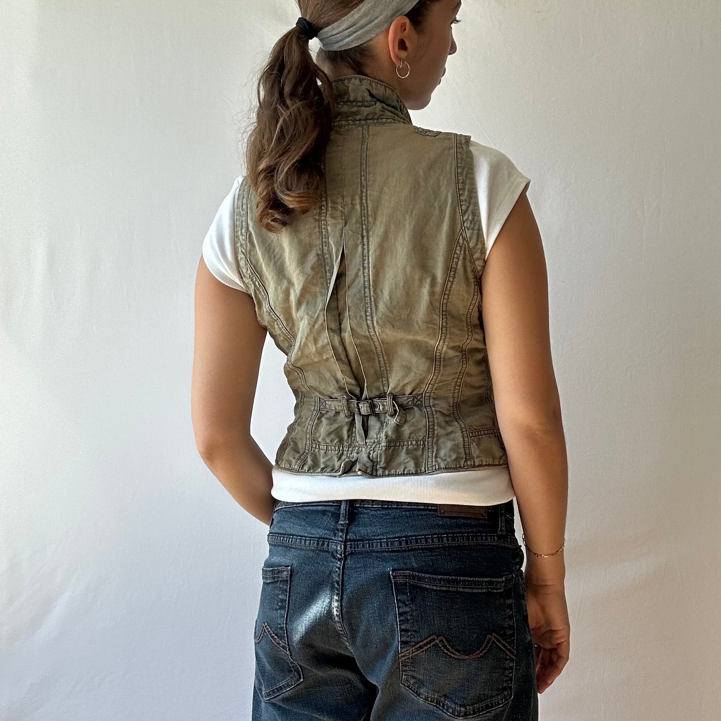 Cropped Acid Wash Vest