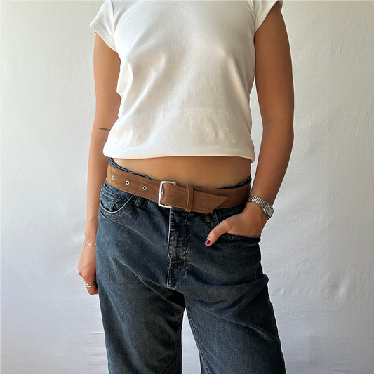 Faux Brown Suede Belt