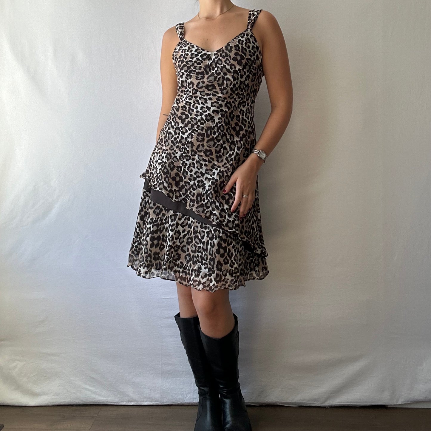 Ruffled Cheetah Print Dress