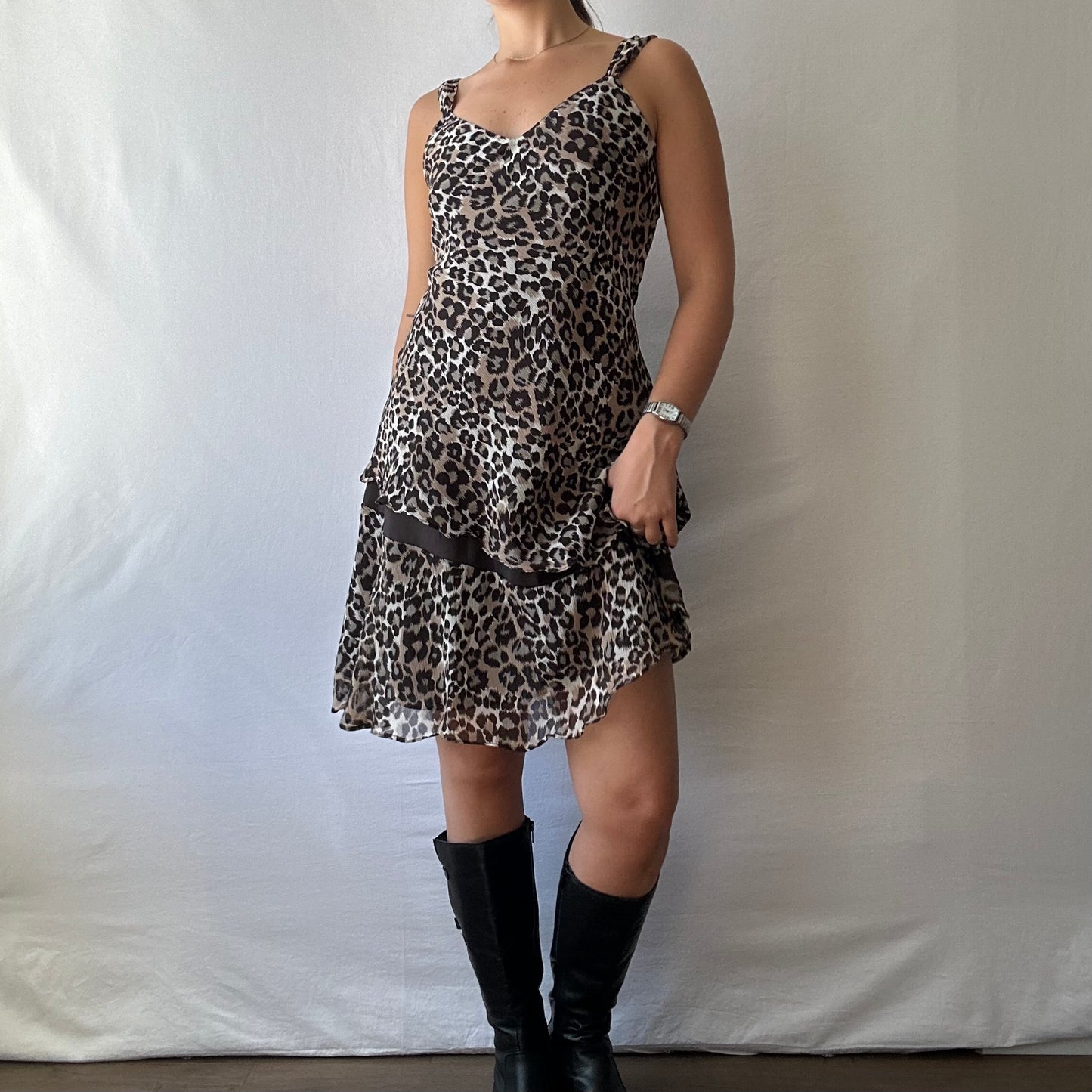 Ruffled Cheetah Print Dress