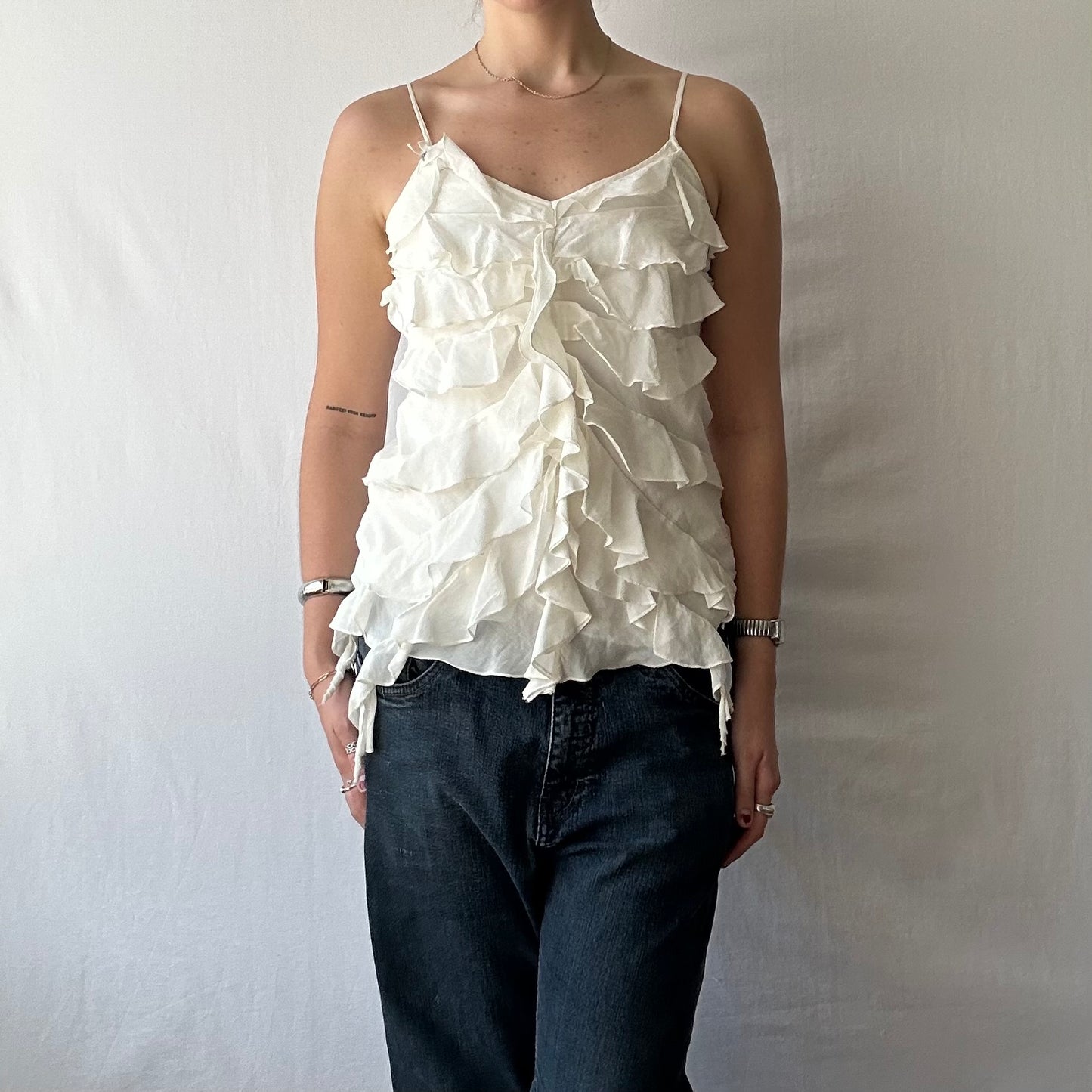 White Vintage Guess Flowy Silk Cami