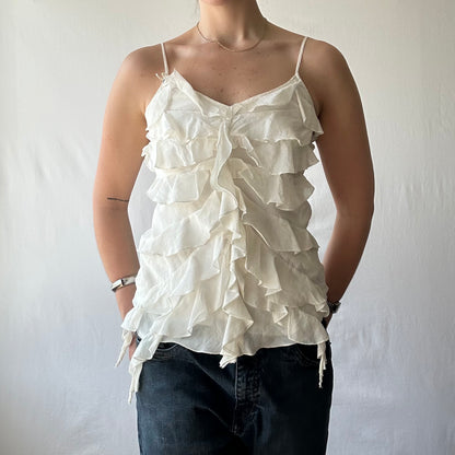White Vintage Guess Flowy Silk Cami