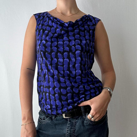 Patterned Cowl Neck Tank